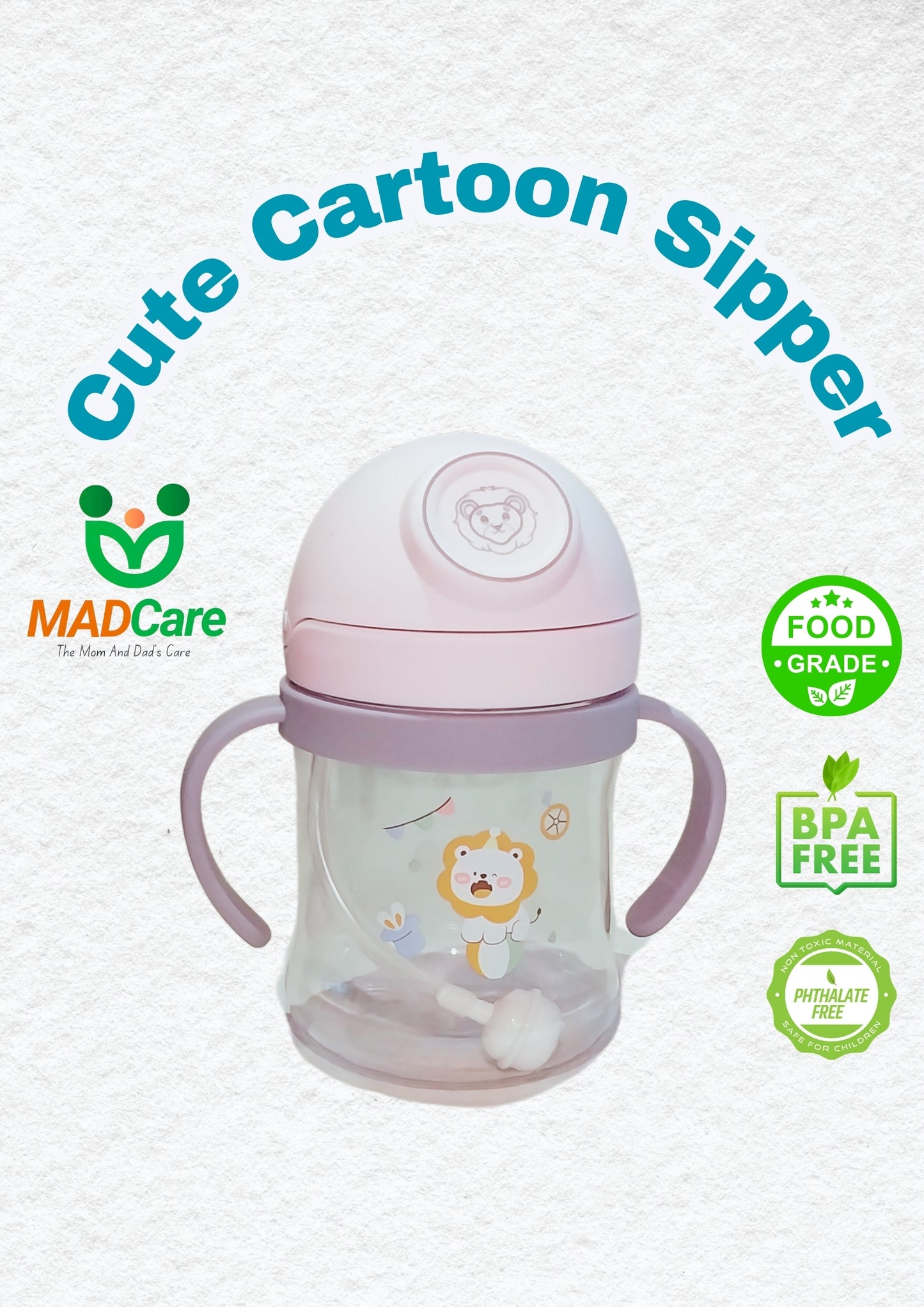 MADCare Cute Cartoon Sipper + Free Bottle Brush
