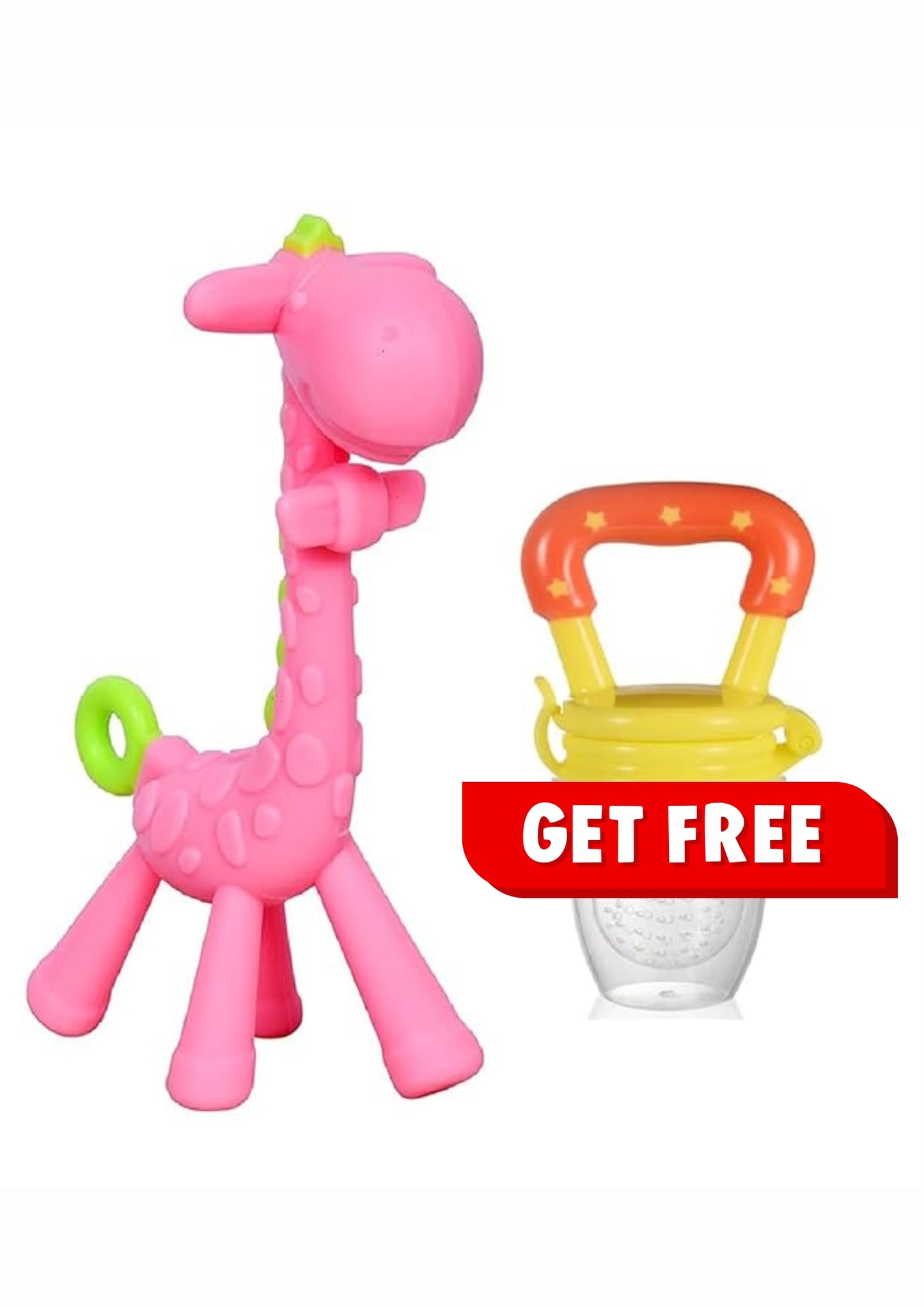 MADCare Silicone Giraffe Teether – BPA‑Free, Soft & Safe | With FREE Fruit Pacifier