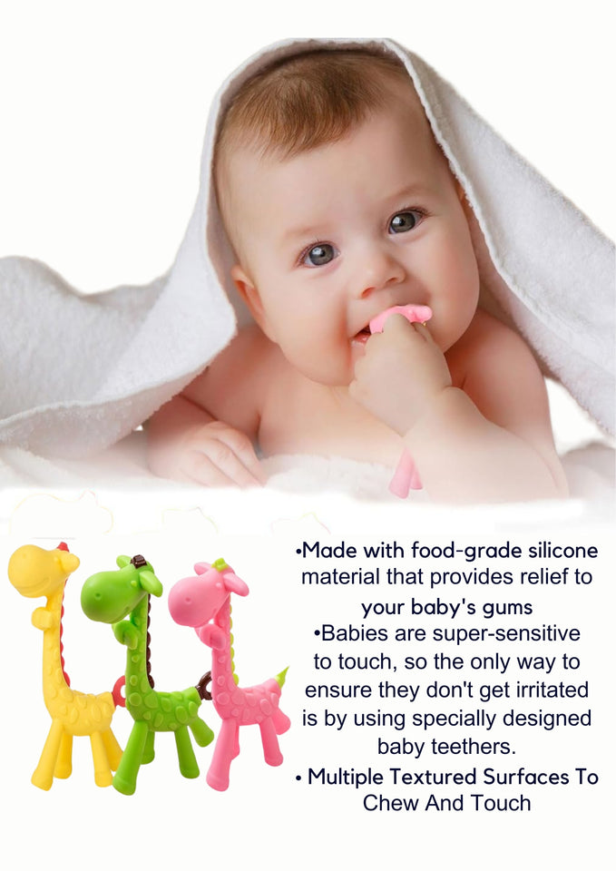 MADCare Silicone Giraffe Teether – BPA‑Free, Soft & Safe | With FREE Fruit Pacifier
