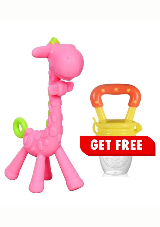 MADCare Silicone Giraffe Teether – BPA‑Free, Soft & Safe | With FREE Fruit Pacifier