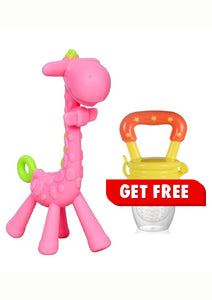 MADCare Silicone Giraffe Teether – BPA‑Free, Soft & Safe | With FREE Fruit Pacifier