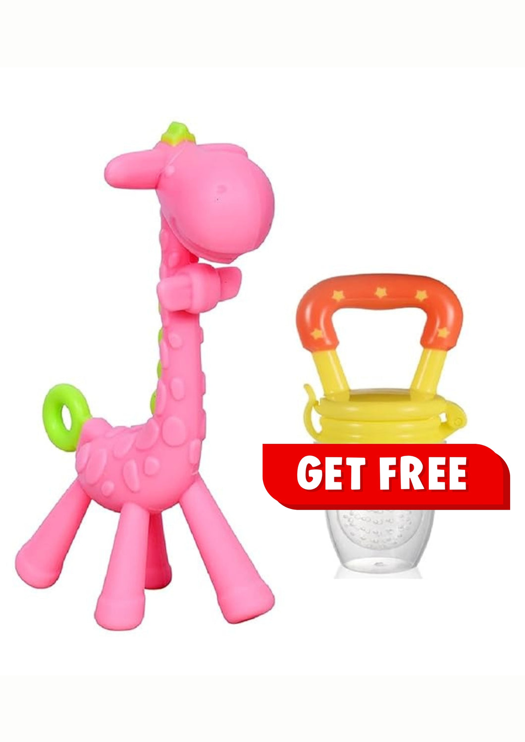 MADCare Silicone Giraffe Teether – BPA‑Free, Soft & Safe | With FREE Fruit Pacifier